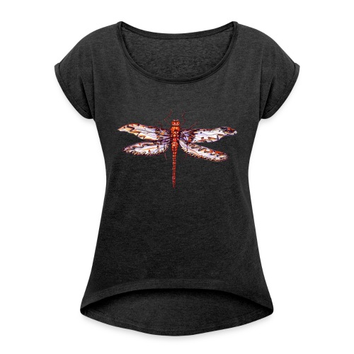 Dragonfly red - Women's Roll Cuff T-Shirt