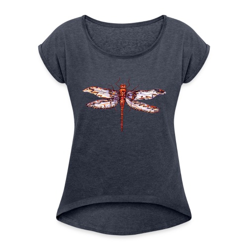 Dragonfly red - Women's Roll Cuff T-Shirt