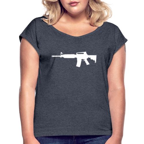 AR-15 Rifle Silhouette - Women's Roll Cuff T-Shirt