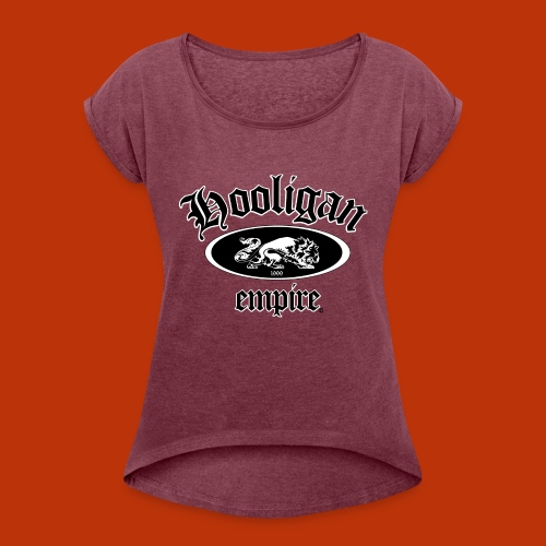 Hooligan Empire Lion Black - Women's Roll Cuff T-Shirt