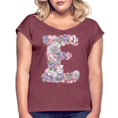 Letter E - Women's Roll Cuff T-Shirt