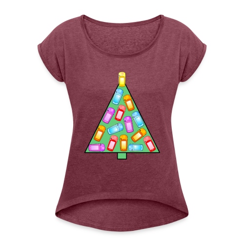 GPS Christmas Tree - Women's Roll Cuff T-Shirt