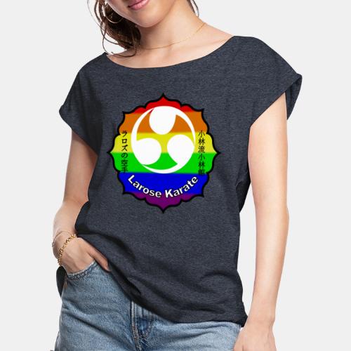 Larose Karate Rainbow Logo - Women's Roll Cuff T-Shirt