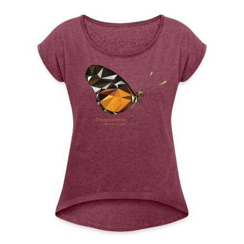 poligon_butterfly_1 - Women's Roll Cuff T-Shirt