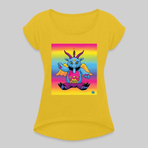 Rainbow Baphomet - Women's Roll Cuff T-Shirt
