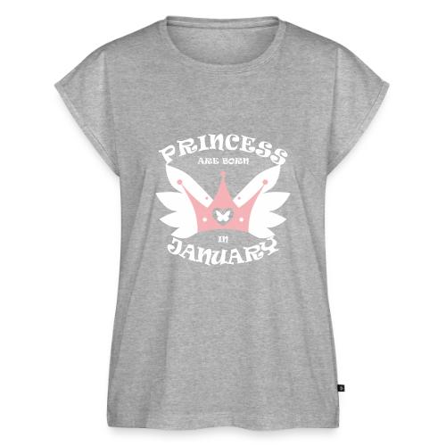 Princess Are Born In January - Women's Premium Roll Up Sleeve T-Shirt