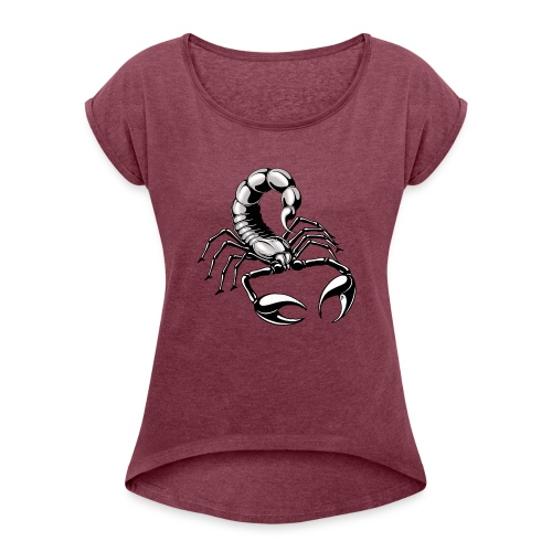 scorpion - silver - grey - Women's Roll Cuff T-Shirt