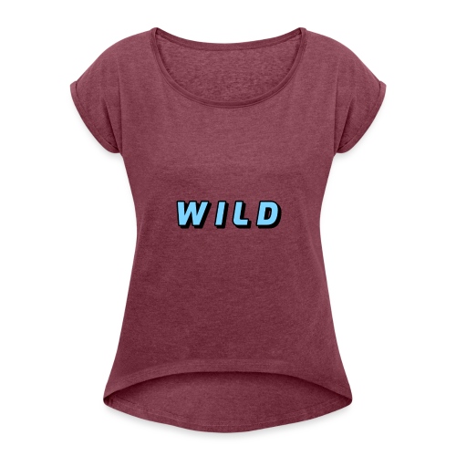 Wild design #3 blue - Women's Roll Cuff T-Shirt
