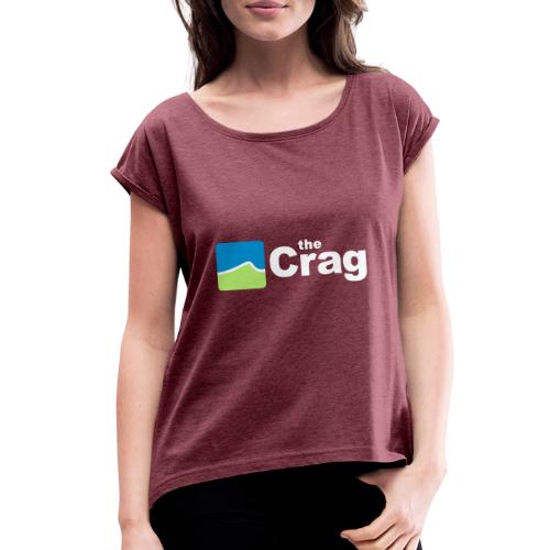 theCrag logo white - Women's Roll Cuff T-Shirt