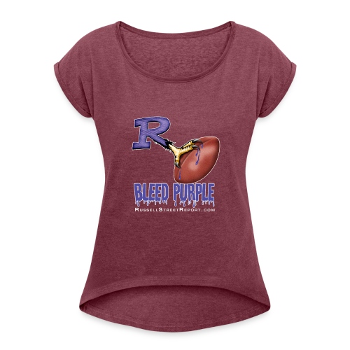 ravens r bleed shirt png - Women's Roll Cuff T-Shirt