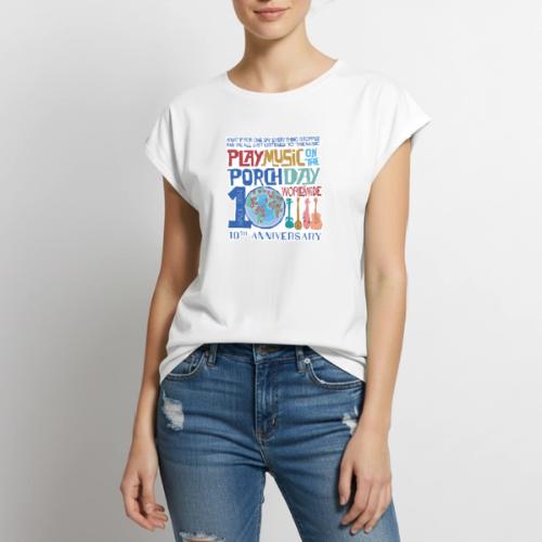 PMOTPD 10th Anniversary T-SHIRT - Women's Premium Roll Up Sleeve T-Shirt