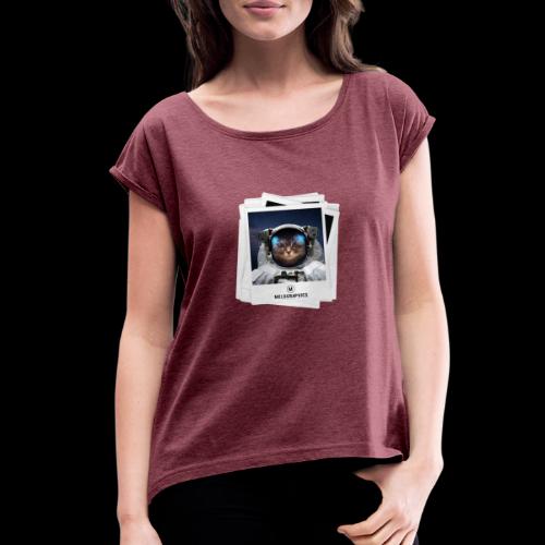 Cat Astronaut - Women's Roll Cuff T-Shirt