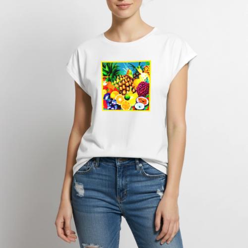 Exotic Tropical Fruits Painting - Women's Premium Roll Up Sleeve T-Shirt