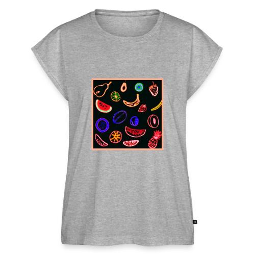 Neon Fruits Patterns Artwork design - Women's Premium Roll Up Sleeve T-Shirt