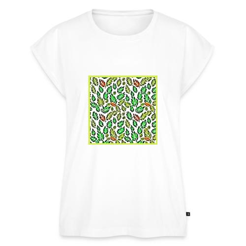 Vivid Color Burst Leaves Pattern - Women's Premium Roll Up Sleeve T-Shirt