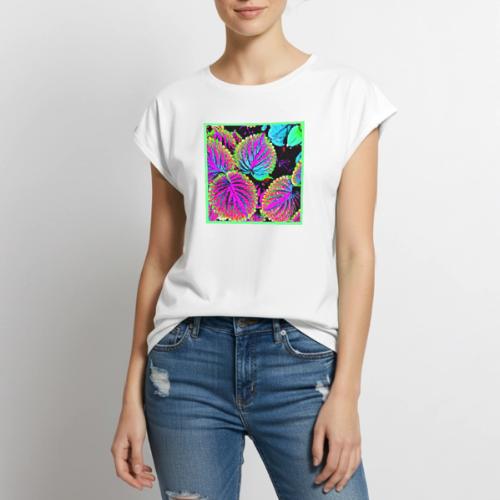 Colorful Leaves Pattern - Women's Premium Roll Up Sleeve T-Shirt