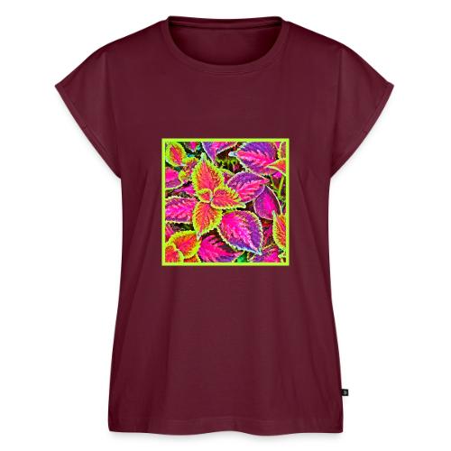 Vivid ChromaLeaf Harmony Pattern - Women's Premium Roll Up Sleeve T-Shirt