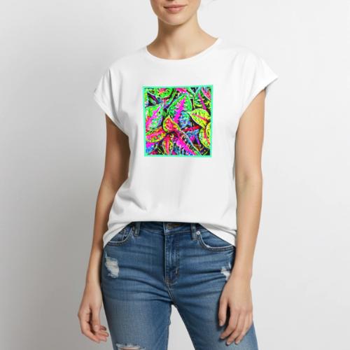 Vibrant Nature ChicLeaf Pattern - Women's Premium Roll Up Sleeve T-Shirt