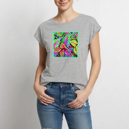 Vibrant Nature ChicLeaf Pattern - Women's Premium Roll Up Sleeve T-Shirt