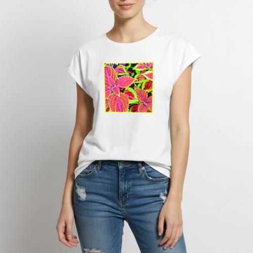 Vibrant RadiantLeaf Dreams Pattern - Women's Premium Roll Up Sleeve T-Shirt