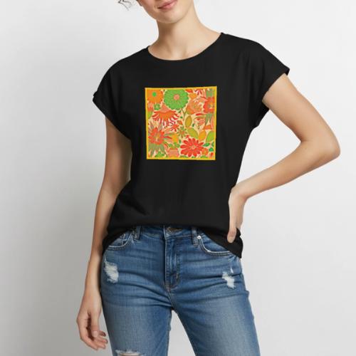 Vibrant Blossom Elegance Pattern - Women's Premium Roll Up Sleeve T-Shirt