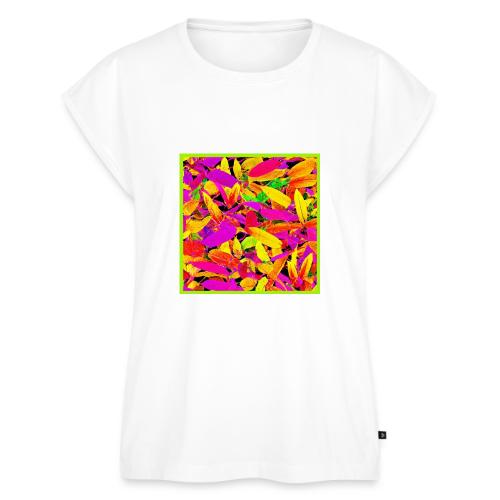 Vibrant NeonLeaf Elegance Pattern - Women's Premium Roll Up Sleeve T-Shirt