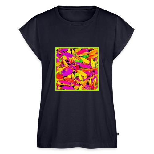 Vibrant NeonLeaf Elegance Pattern - Women's Premium Roll Up Sleeve T-Shirt