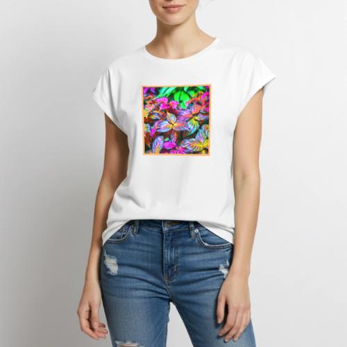 Luminous Leaf Pattern Artistry - Women's Premium Roll Up Sleeve T-Shirt