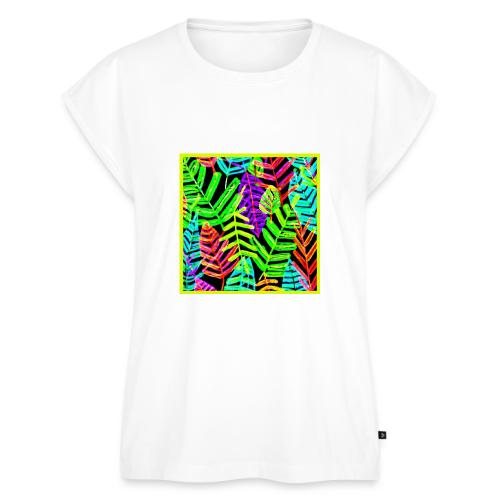 Glowing Leaf Pattern Design - Women's Premium Roll Up Sleeve T-Shirt