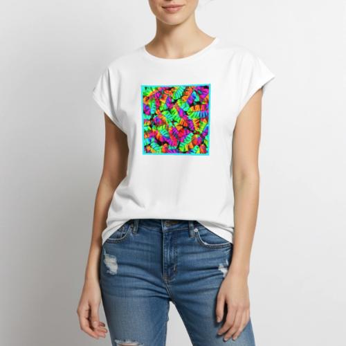Chic Leaf Pattern Stylish Elegance - Women's Premium Roll Up Sleeve T-Shirt