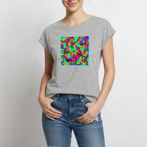 Chic Leaf Pattern Stylish Elegance - Women's Premium Roll Up Sleeve T-Shirt