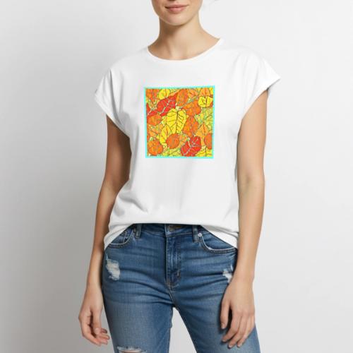 Neon Foliage Burst Vibrant Design - Women's Premium Roll Up Sleeve T-Shirt