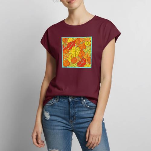 Neon Foliage Burst Vibrant Design - Women's Premium Roll Up Sleeve T-Shirt