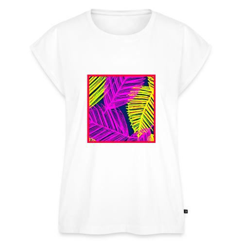 Neon Leaf Delight Chromatic Art - Women's Premium Roll Up Sleeve T-Shirt
