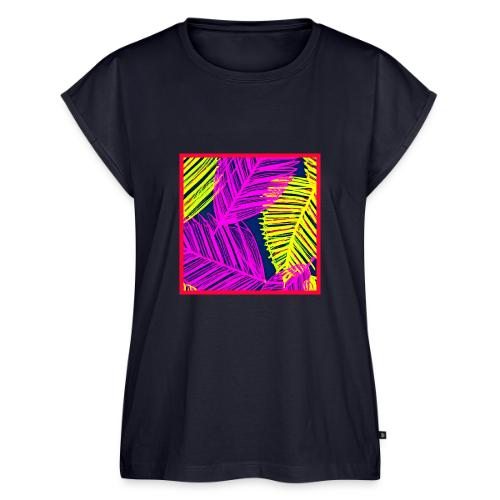 Neon Leaf Delight Chromatic Art - Women's Premium Roll Up Sleeve T-Shirt