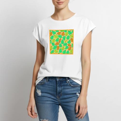Vivid Leaf Harmony Colorful Bliss - Women's Premium Roll Up Sleeve T-Shirt