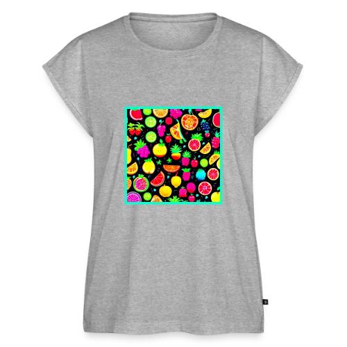 Fruity Mosaic Design Delight - Women's Premium Roll Up Sleeve T-Shirt