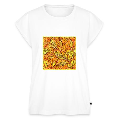 Orange & Yellow Leaves Art - Women's Premium Roll Up Sleeve T-Shirt
