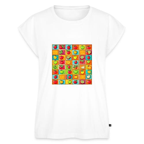 Colorful Comic Patterns: Fruit-Filled Squares - Women's Premium Roll Up Sleeve T-Shirt
