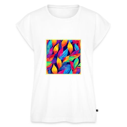 Vibrant Autumn Leaves Abstract Art - Women's Premium Roll Up Sleeve T-Shirt