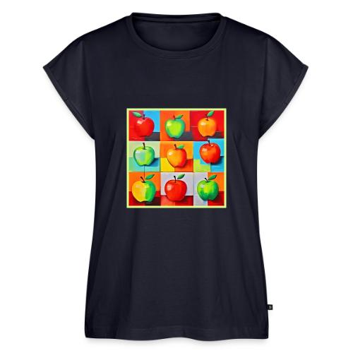 Colorful Apple Grid - Women's Premium Roll Up Sleeve T-Shirt