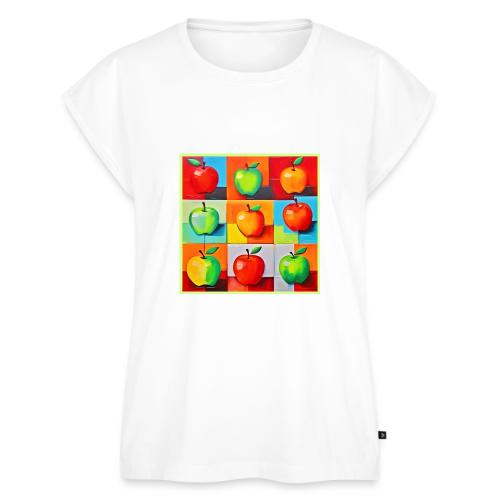 Colorful Apple Grid - Women's Premium Roll Up Sleeve T-Shirt