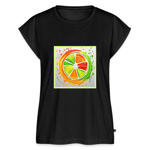 Citrus Splash Design - Women's Premium Roll Up Sleeve T-Shirt