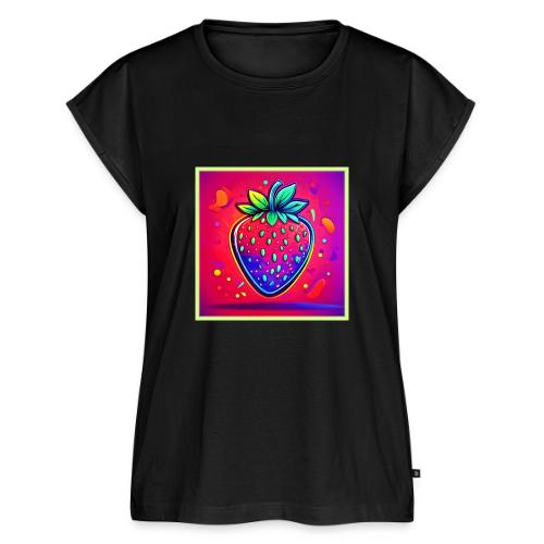 Neon Strawberry Pop - Women's Premium Roll Up Sleeve T-Shirt
