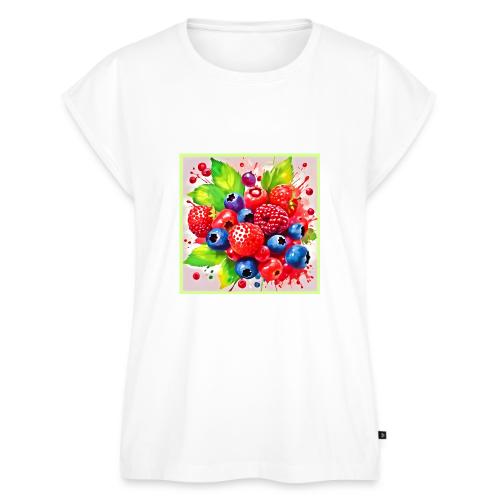 Summer Berry Splash Design - Women's Premium Roll Up Sleeve T-Shirt