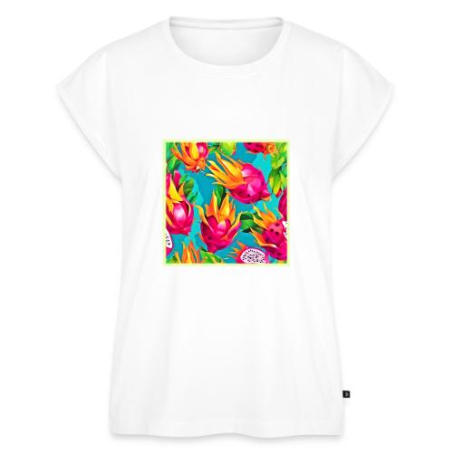 Vibrant Dragoon Fruit Pattern - Women's Premium Roll Up Sleeve T-Shirt