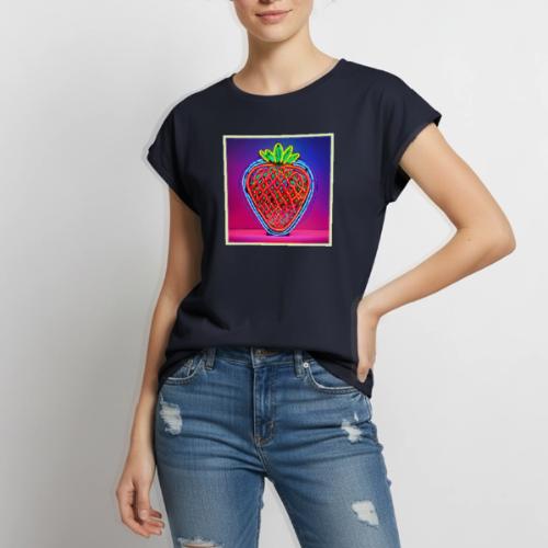 Vibrant Strawberry Neon Sign - Women's Premium Roll Up Sleeve T-Shirt