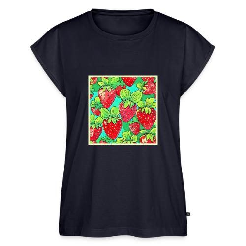 Strawberry Pop Art Pattern - Women's Premium Roll Up Sleeve T-Shirt