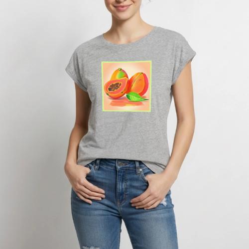 Sliced Papaya Freshness - Women's Premium Roll Up Sleeve T-Shirt