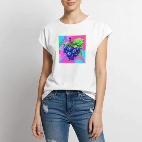 Vibrant Blueberry Artwork - Women's Premium Roll Up Sleeve T-Shirt